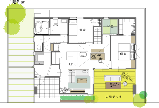 見取り図：1階Plan