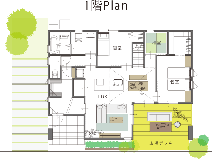 見取り図：1階Plan